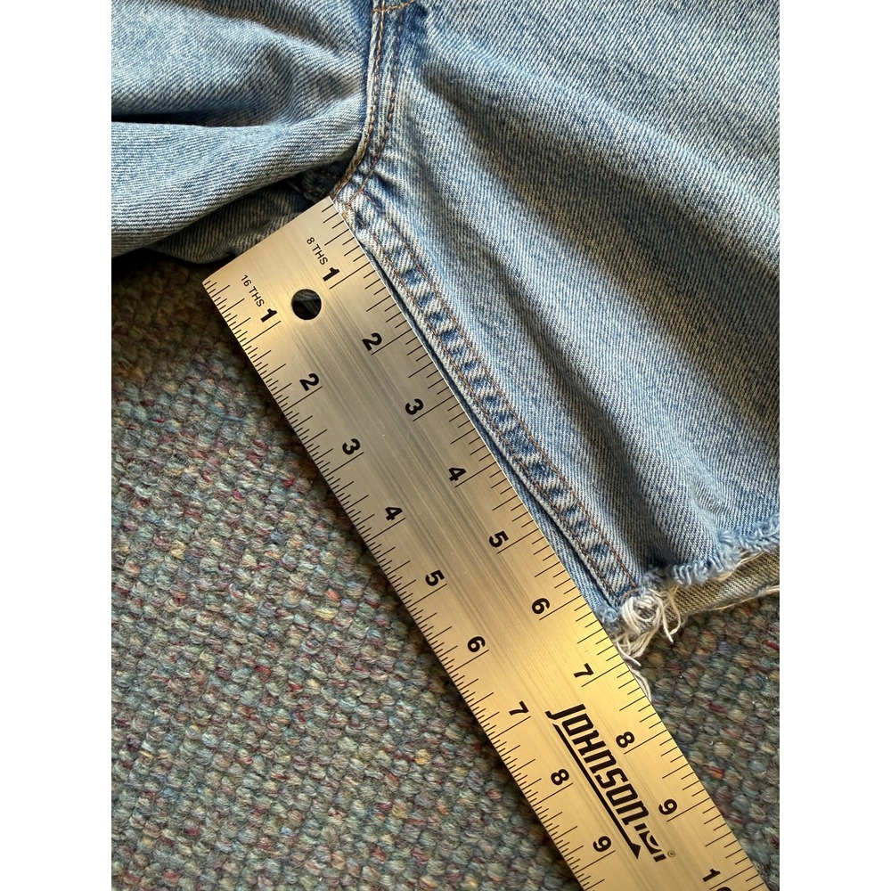 Levis 512 Vintage 90s USA High Waisted Cutoff Denim Shorts Light Wash 25" Faded - Picture 6 of 11